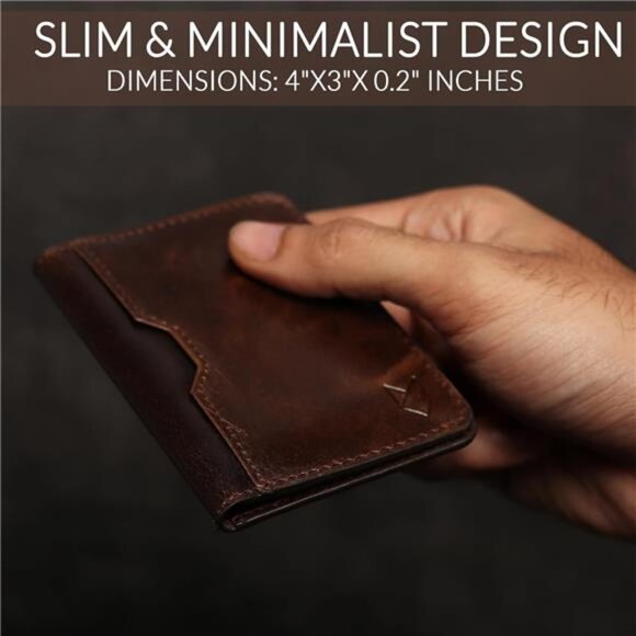 Leather Credit Card Holder Wallet for Men and Women, Thin Bifold RFID - Picture 3 of 8